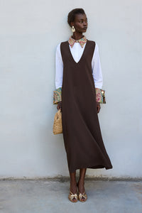 V NECK CREPE DRESS