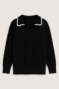 CROCHET-DETAILED KNITTED SWEATER