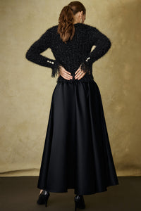 PLEATED SATIN SKIRT