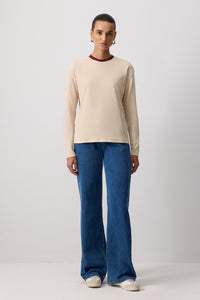 100% COTTON RIBBED COLLAR T-SHIRT
