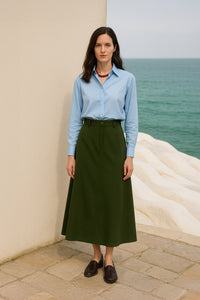 PLEATED A LINE SKIRT