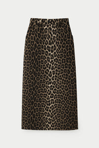 LEOPARD PATTERNED GABARDINE SKIRT