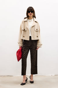 LEOPARD PATTERNED CARROT TROUSERS