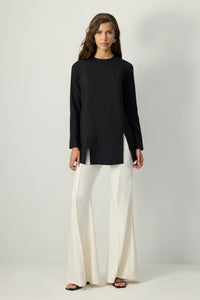 CREPE TUNIC WITH SLIT DETAILS