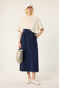 GOLD BUTTONED CUPRA SKIRT
