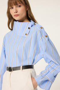 GOLD BUTTONED ASYMMETRICAL COLLAR TUNIC