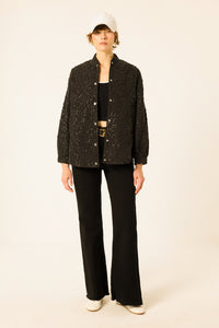 JACQUARD SEQUINED BOMBER JACKET