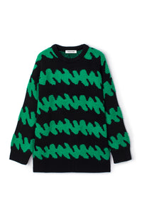 OVERSIZE CREW NECK PATTERNED SWEATER