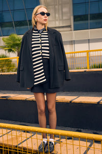 STRIPED LONG CARDIGAN WITH GOLD BUTTONS