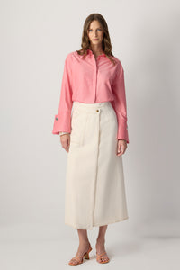 DOUBLE BREASTED NATURAL DENIM SKIRT