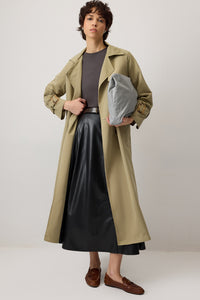 FLOUNCED FAUX LEATHER SKIRT