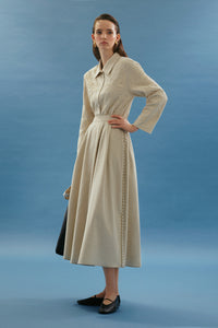 LINEN SKIRT WITH PEARL DETAIL