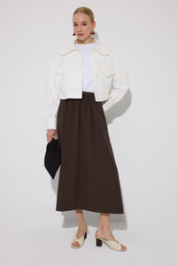 ELASTIC WAIST SKIRT WITH POCKETS
