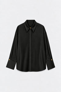 WIDE-COLLARED SATIN SHIRT