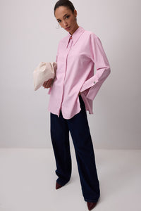 WIDE-COLLARED STRIPED SHIRT