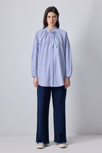 BOW TIE COLLAR STRIPED SHIRT