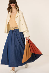DENIM EFFECTED BALLOON SKIRT