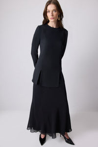 CHIFFON SKIRT WITH ELASTIC WAIST