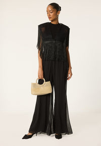 RIBBED CHIFFON TROUSERS