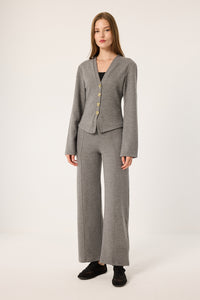 ELASTIC-WAISTED, CORDED KNITTED PANTS