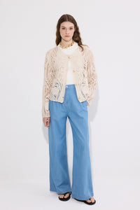 PLEATED WIDE LEG TROUSERS