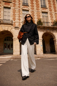SATIN JACKET WITH LEATHER BELT